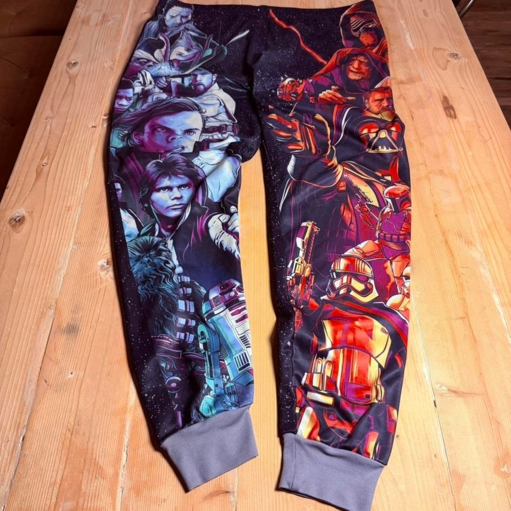 Star‎ Wars All Over Print Joggers Mens XL Darth Vader Han Solo Sweatpants Black